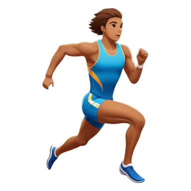 An icon featuring an athlete sprinting on a track, with powerful strides and determination. The background showcases a vibrant stadium with cheering fans, bright lights, and a clear sky. The athlete's motion is dynamic, emphasizing speed and competition. sticker