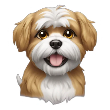 Shitzu dog smiling with Leo tag sticker