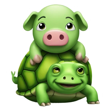 green pig and turtle sticker