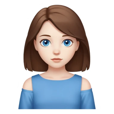 girl with pale skin, blue eyes, and shoulder length brown hair sticker
