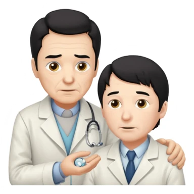 doctor black hair attending to a old man  sticker