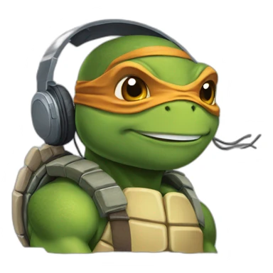 Ninja turtle with headphones sticker
