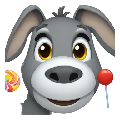 A donkey eating a lollipop sticker