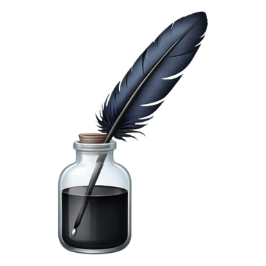 Quill-feather inside ink-bottle sticker