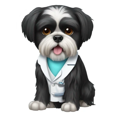 Black Shih tzu as dentist sticker