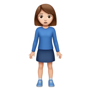 Chica grande  asustada de cuerpo completo con pelo castaño  sticker