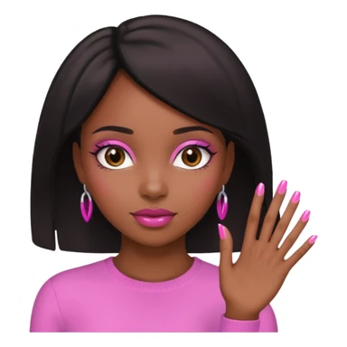 Black girl hand pink nails sticker