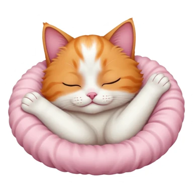 ginger and white small cat curled up with head upside down with eyes closed sticker