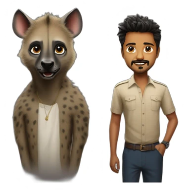 hyena and thalapathy vijay from the tamil movie leo sticker