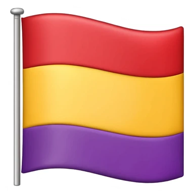 Un emoji de una bandera con tres franjas horizontales iguales, la de arriba roja, la del medio amarilla y la de abajo morada sticker