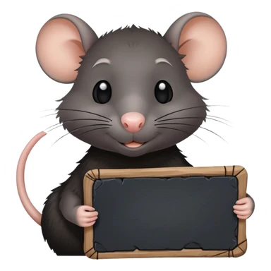 rat in all black, holds a slate, on which is written stevie ❤️ sticker