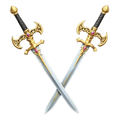 Two Golden royal swords with gold blades and gold handel sticker