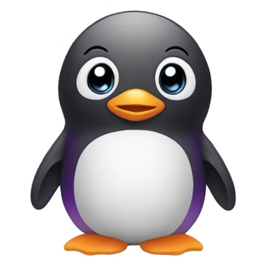cute baby penguin as a chatbot in purple color sticker