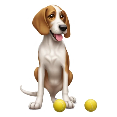 Hound dog playing with a little ball sticker