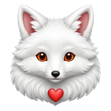White fox with heart sticker