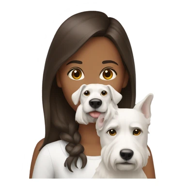 Brunette girl with white dog sticker