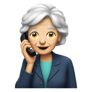 an old woman talking on the phone sticker