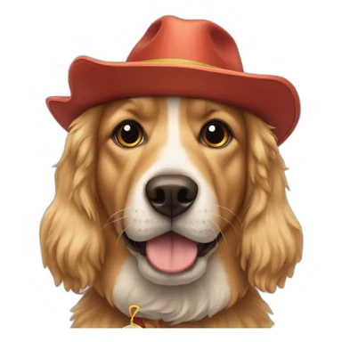 Dog with a hat and ball sticker