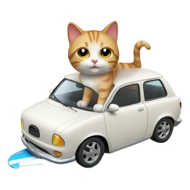 cat with surfing car sticker