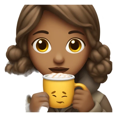 Girl drinking hot cocoa  sticker