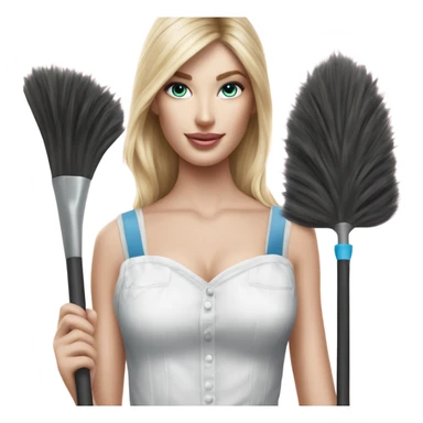 Photo of pale Victoria secret model dresses as a cleaner sticker