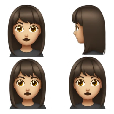 brunet girl with bangs hair angry sticker