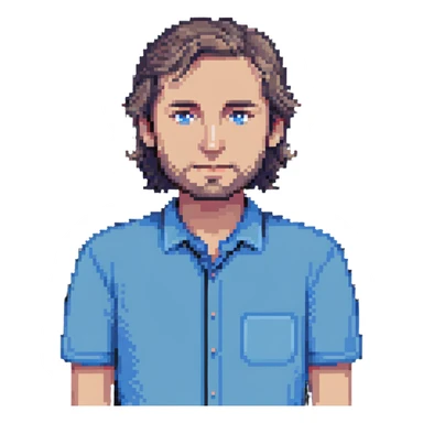 white man with blue shirt sticker