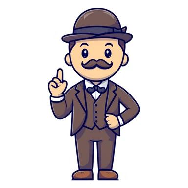 A British man with a bowler hat and mustache saying "Okay Buddy" sticker