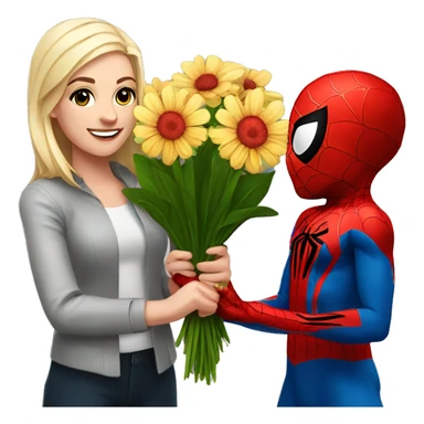 Spiderman giving flowers to Gwen  sticker