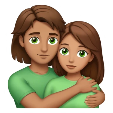 Man with brown hair and green eyes  hugs woman with brown hair and brown eyes sticker