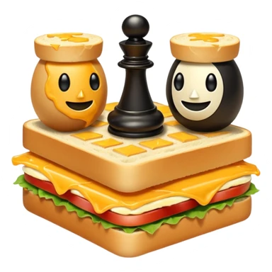 Chess pieces boxing on an egg sandwich sticker