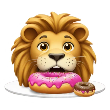 Lion eating donut sticker