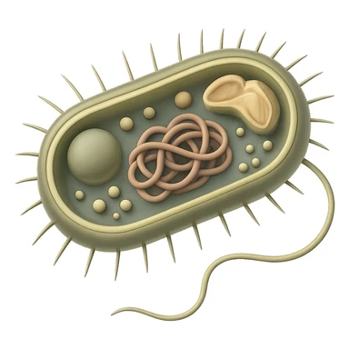 Make the bacteria more 3D with visible internal organelles. Keep muted colors and remove the background. Style: GPT Image. sticker