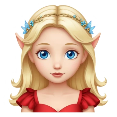 fairy with blue eyes, blonde hair and red dress sticker