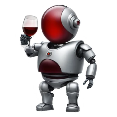 chubby french robot drinking red wine sticker