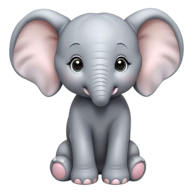 Cinematic Cute Baby Elephant Portrait Emoji, Head tilted playfully and inquisitively, featuring a velvety gray hide with oversized floppy ears and round, sparkling eyes filled with wonder, Simplified yet irresistibly adorable features, highly detailed, glowing with a warm, friendly glow, high shine, affectionate and spirited, stylized with a touch of playful charm, bright and endearing, soft glowing outline, capturing the essence of a mischievous yet loving baby elephant, so playful it feels like it could trundle out of the screen into your arms! sticker