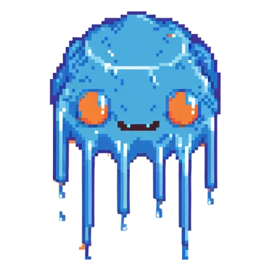 blue slime monster dripping goo sticker