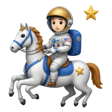 astronaut on horseback with stars in background sticker