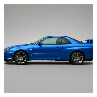 Nissan Skyline GTR R34, detailed, side view, vibrant colors sticker