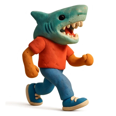 sports person in sneakers with a shark head sticker