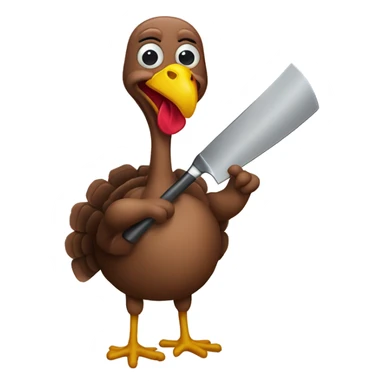 turkey holding meat cleaver sticker