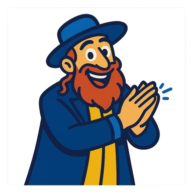 vibrant toon style rabbi, energetic and fun, rubbing hands together sticker
