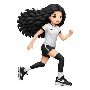 Faça uma menina parda de cabelo liso com uma faixa de cabelo da Nike e uma roupa da Nike branca sticker