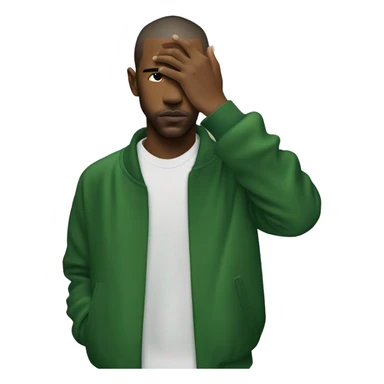 Frank ocean, green buzzcut, hand hiding face sticker