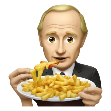 Vladimir Poutine qui mange une poutine  sticker