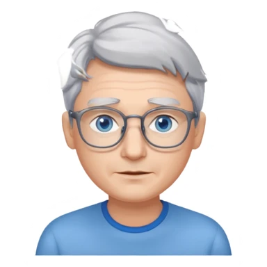 Grey haired emoji with blue eyes and glasses sticker