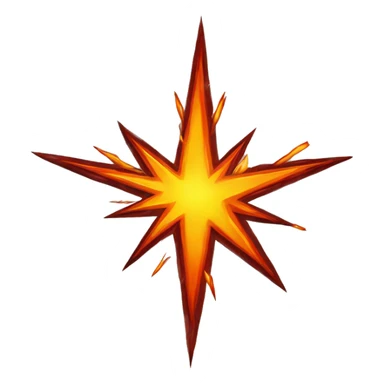 A cartoon-styled representation of a collision. Depicted as a star-like, red-and-orange-and-yellow fiery burst, generally with one point extending to the bottom right. sticker