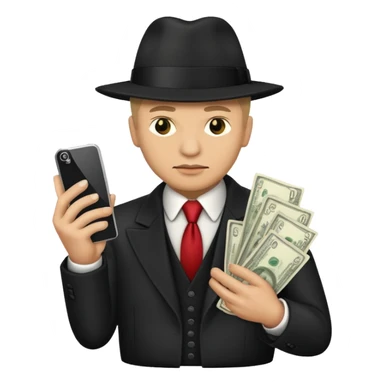 Mafia boss holding money and phone sticker