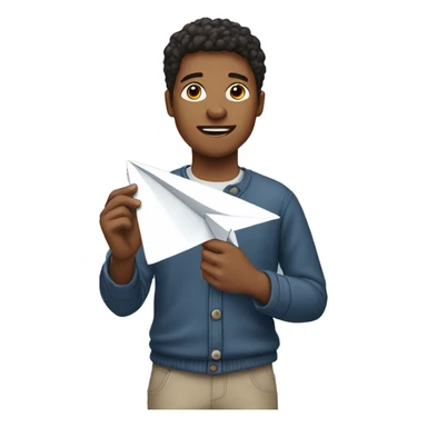 a young man with a paper airplane in his hand sticker