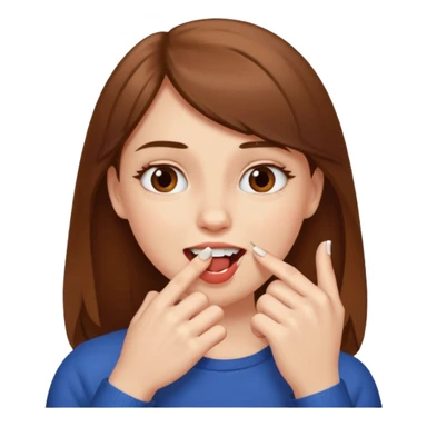 Une fille brune et blanche qui se mord un ongle avec ses dents comme si elle draguait qqn il fait que l'ongle soit entre ses dents sticker